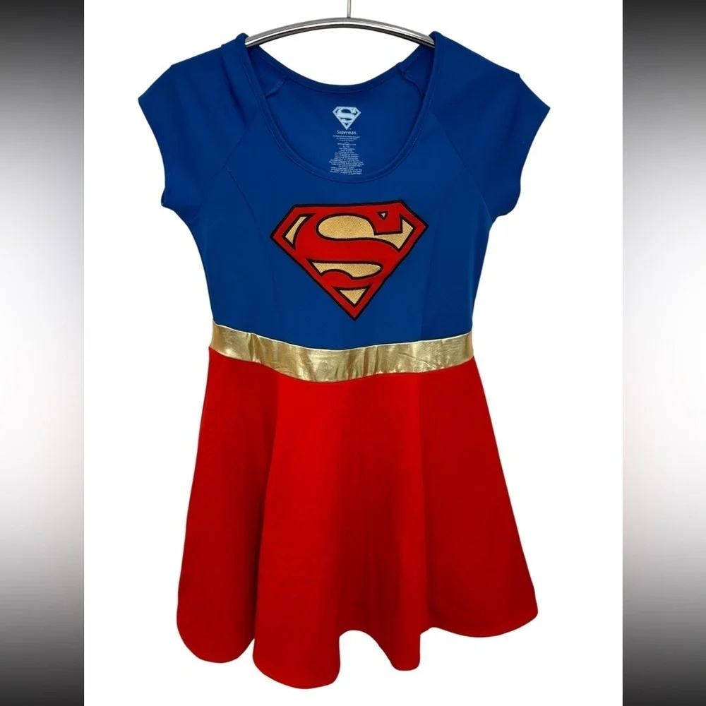 SuperMan Superwoman Halloween Costume - Blue, Red, and Gold, Youth Size XL